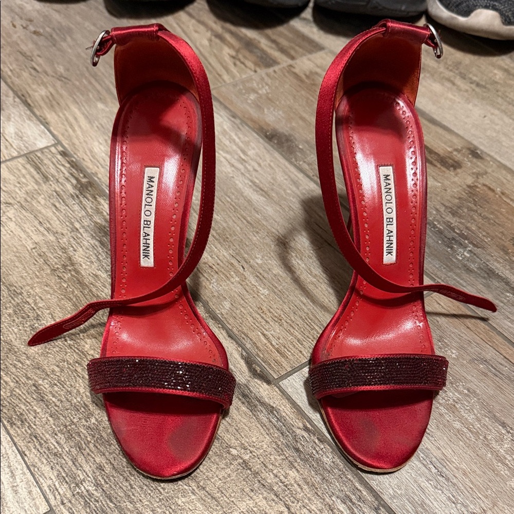 Manolo Blahnik Scarlet Strappy Heels
